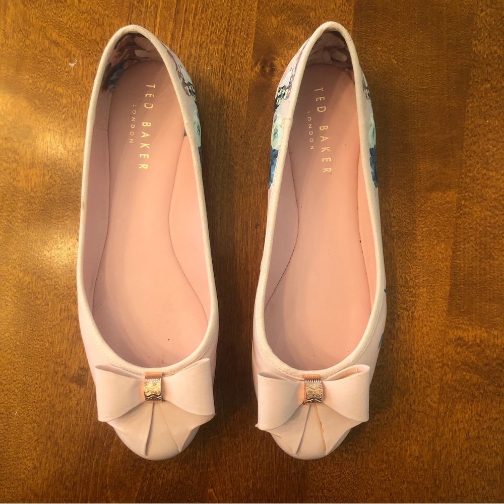 Ted Baker Immep Flat Satin Floral Round Toe Pink Floral